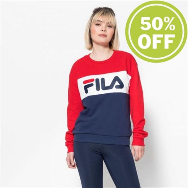 Moletons Fila Mulher Pretas/Vermelhas/Branco - Fila Leah Crew Shirt Outlet Portugal,WICL-07932